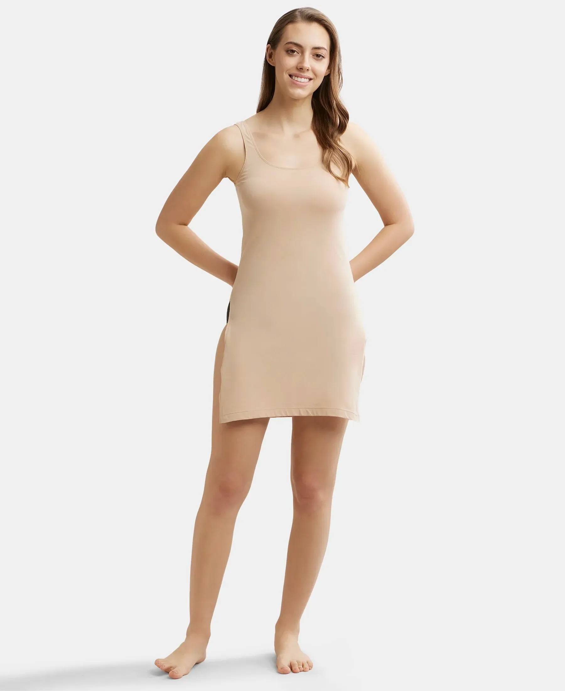 Super Combed Cotton Kurta Slip with Side Slits and StayFresh Treatment - Light Skin