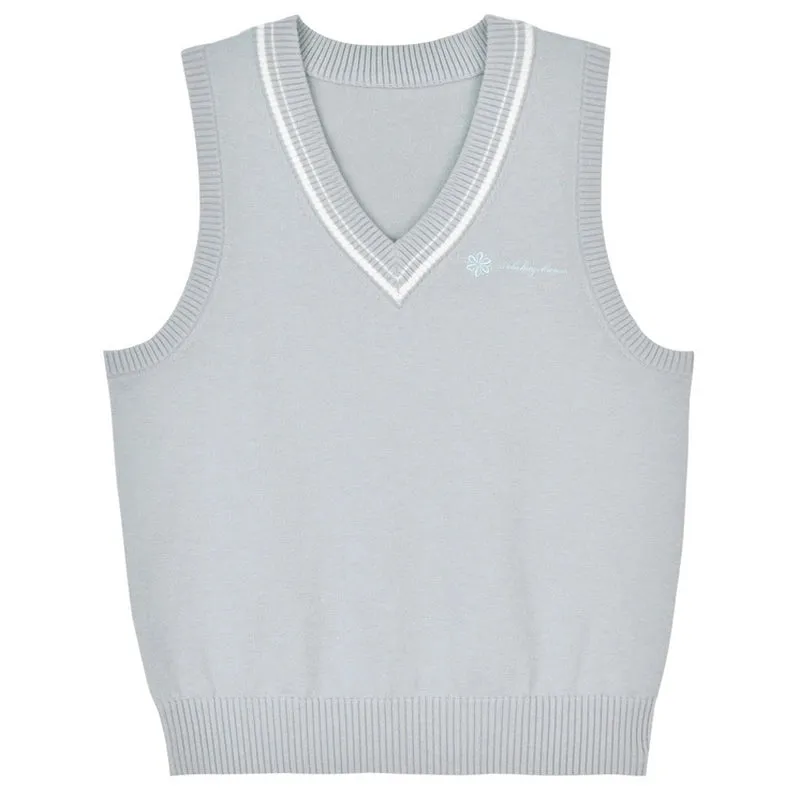 Sweet College Style Green V-neck Sweater Vest