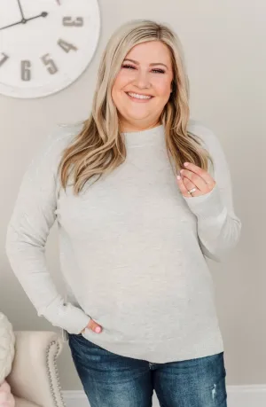 Sweet Melodies Knit Sweater- Light Grey
