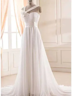 Sweetheart Chiffon Tulle SleevelessLong White Bridesmaid Dresses, BG172