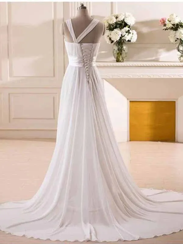 Sweetheart Chiffon Tulle SleevelessLong White Bridesmaid Dresses, BG172