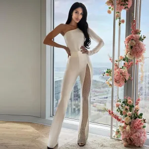 Taliah High-Waisted Side Mesh Panel Flared Pants