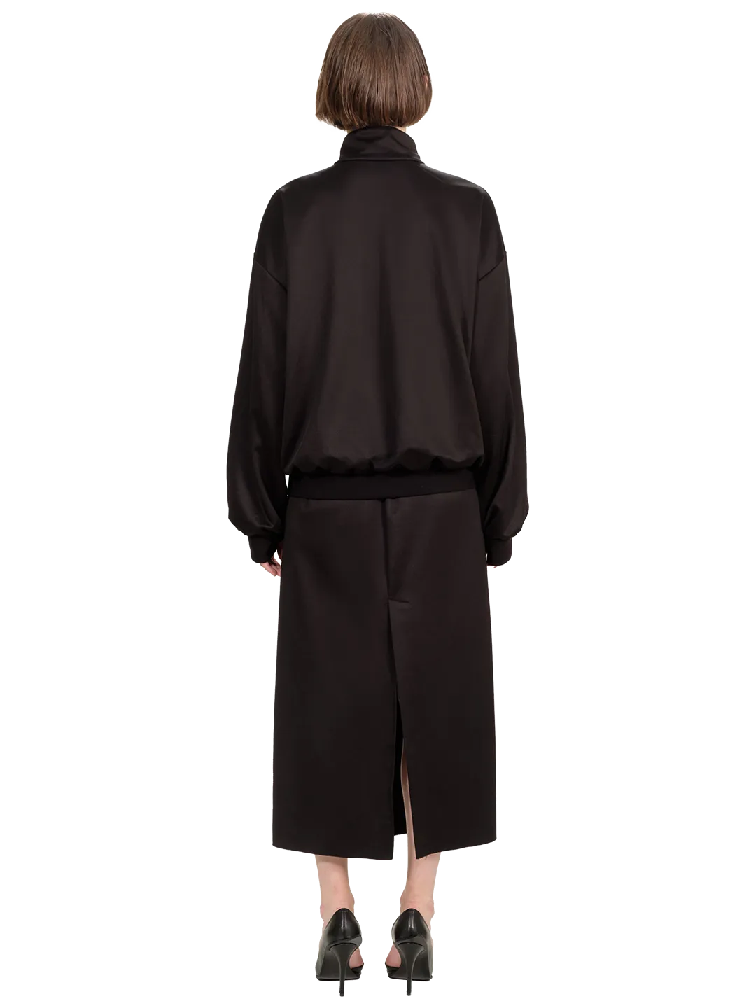Techno Cotton Funnel Neck Zip Front Jacket