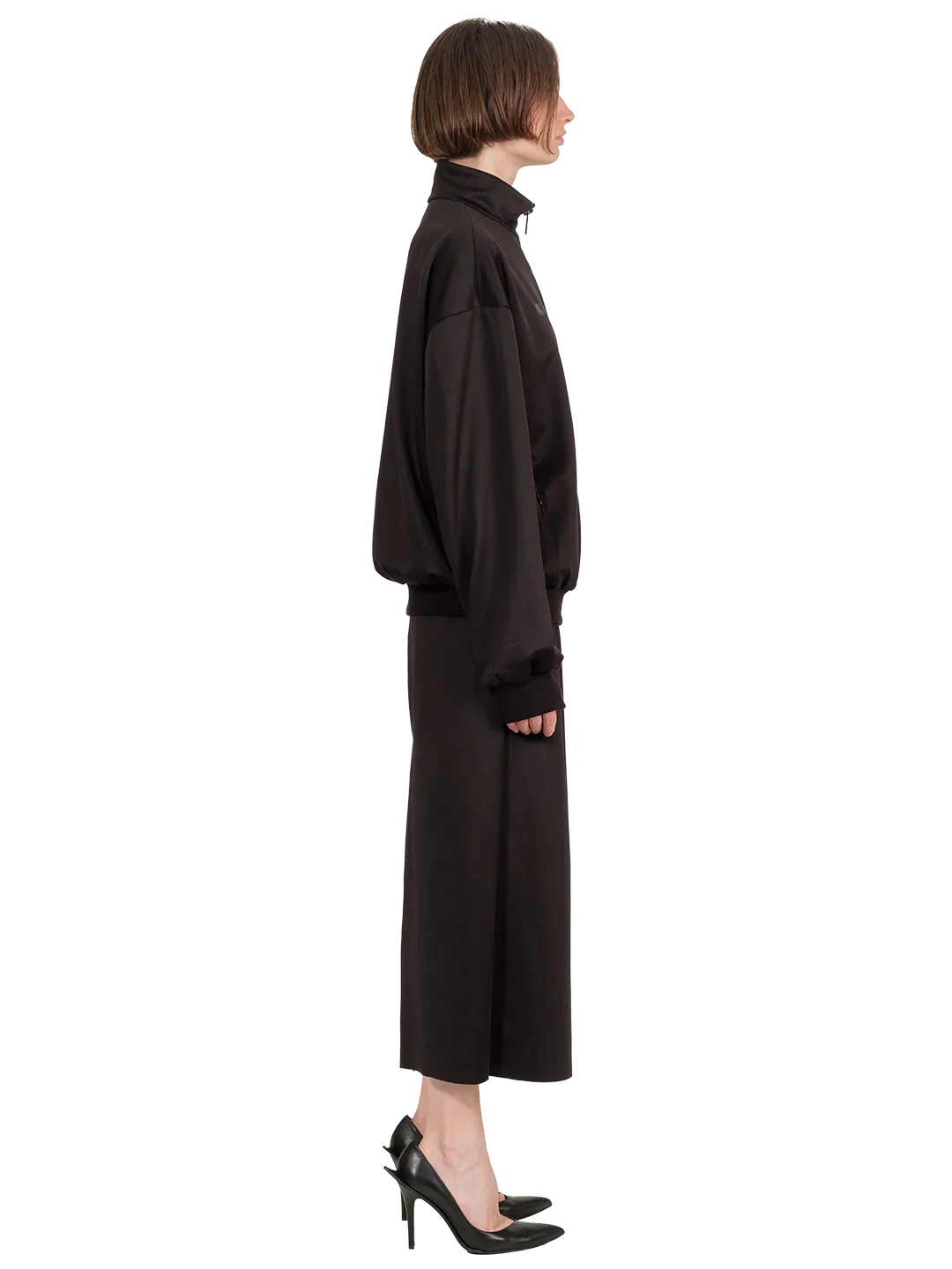 Techno Cotton Funnel Neck Zip Front Jacket