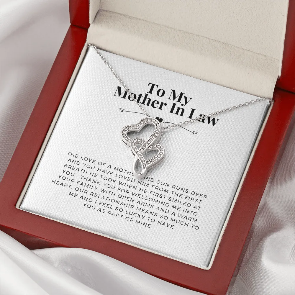 Thank you for welcoming me-Double Hearts Necklace for Mother In Law