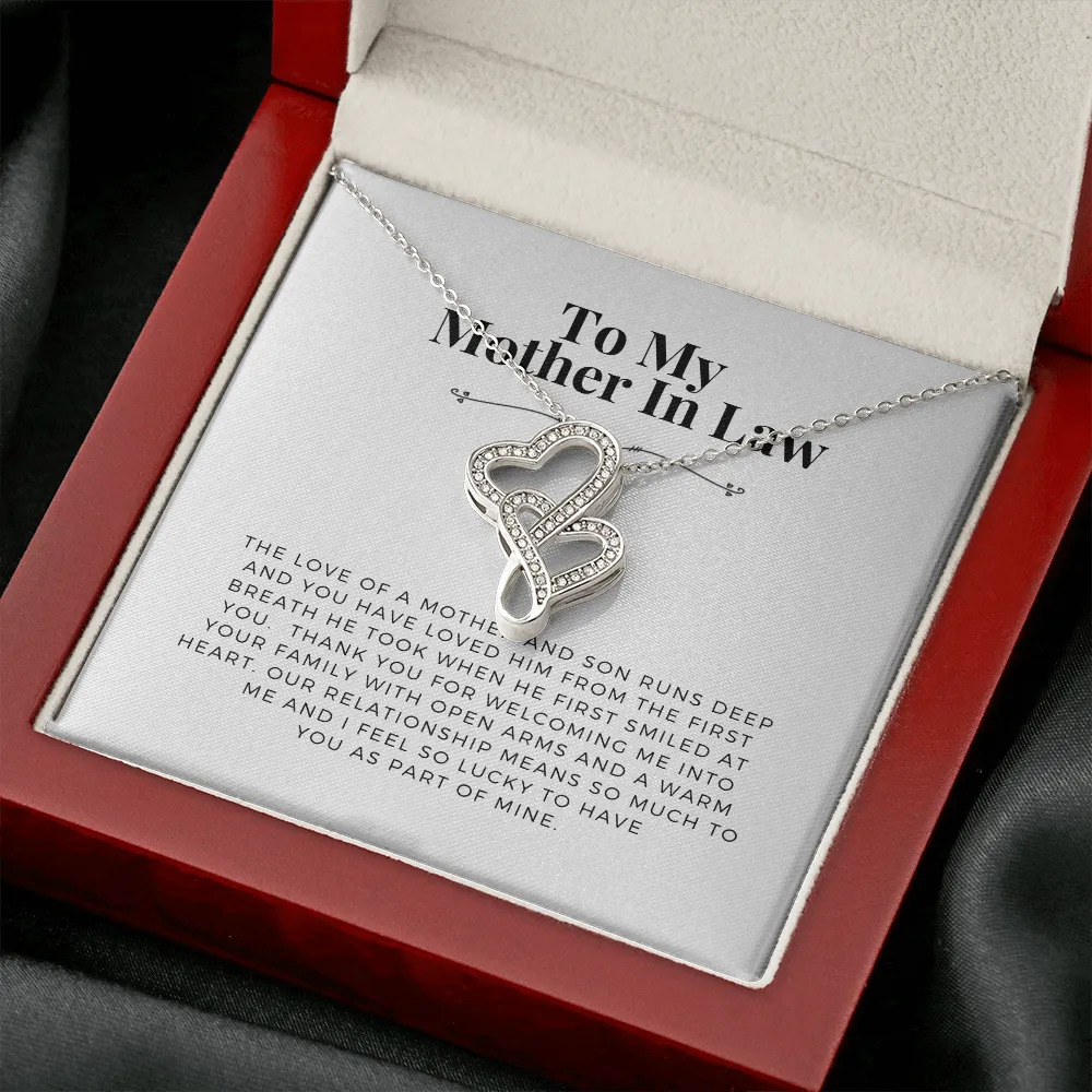 Thank you for welcoming me-Double Hearts Necklace for Mother In Law