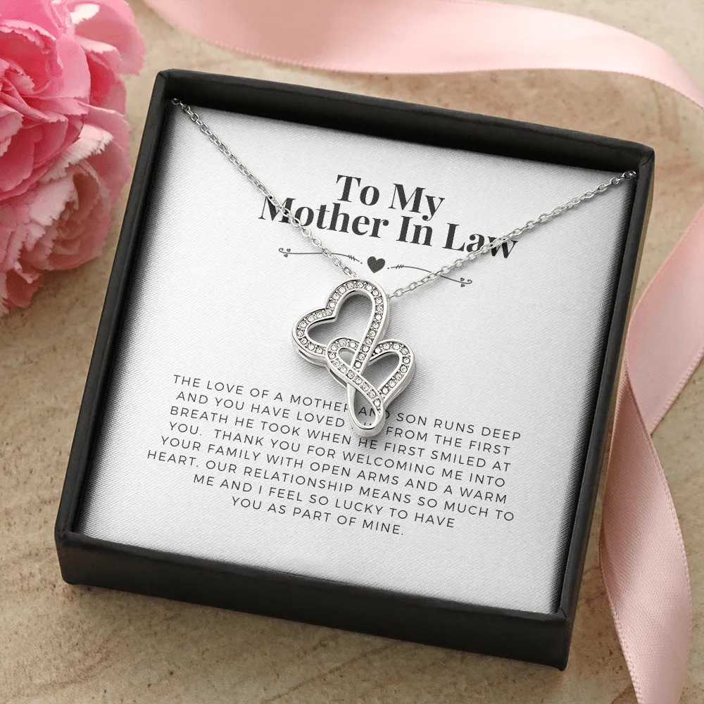 Thank you for welcoming me-Double Hearts Necklace for Mother In Law