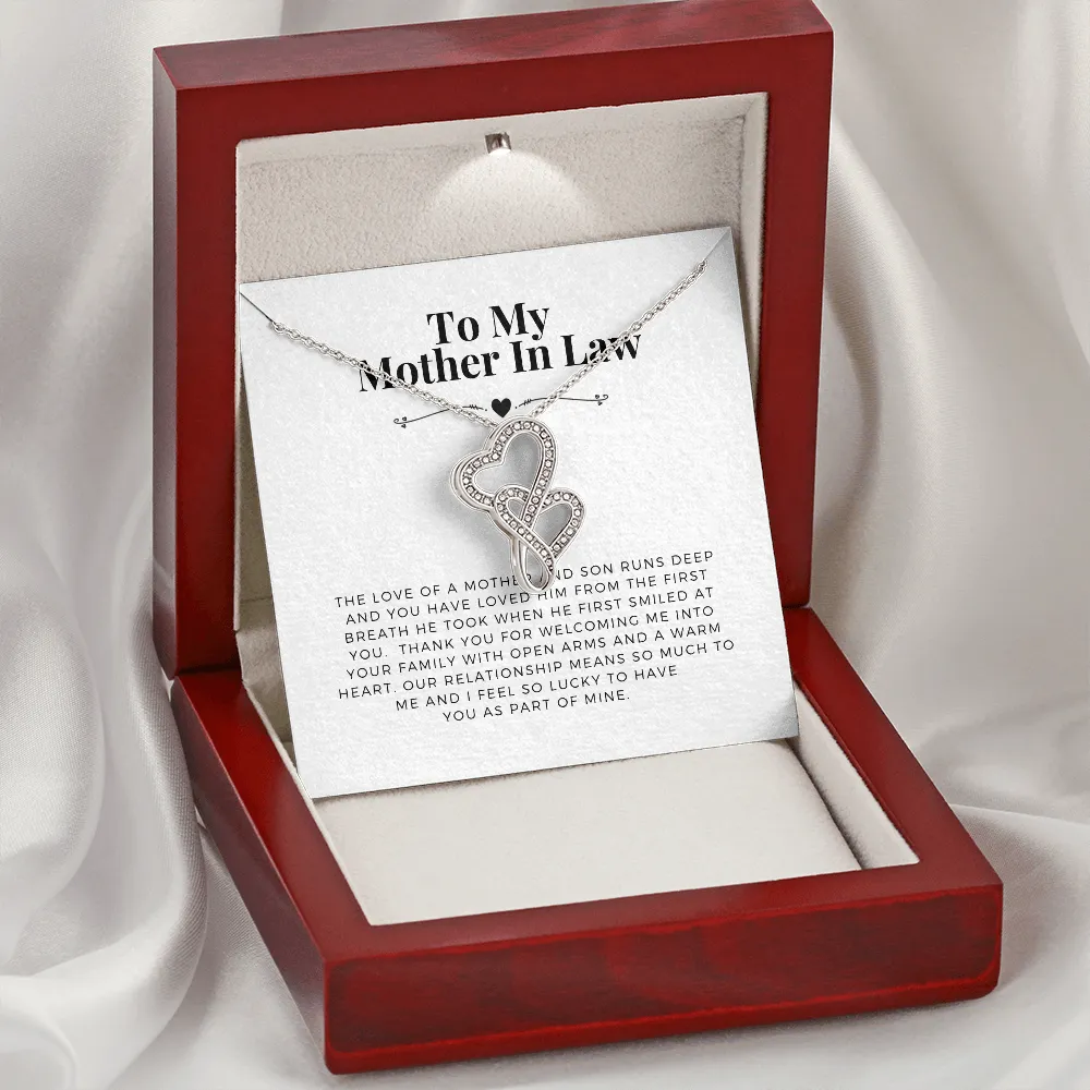 Thank you for welcoming me-Double Hearts Necklace for Mother In Law