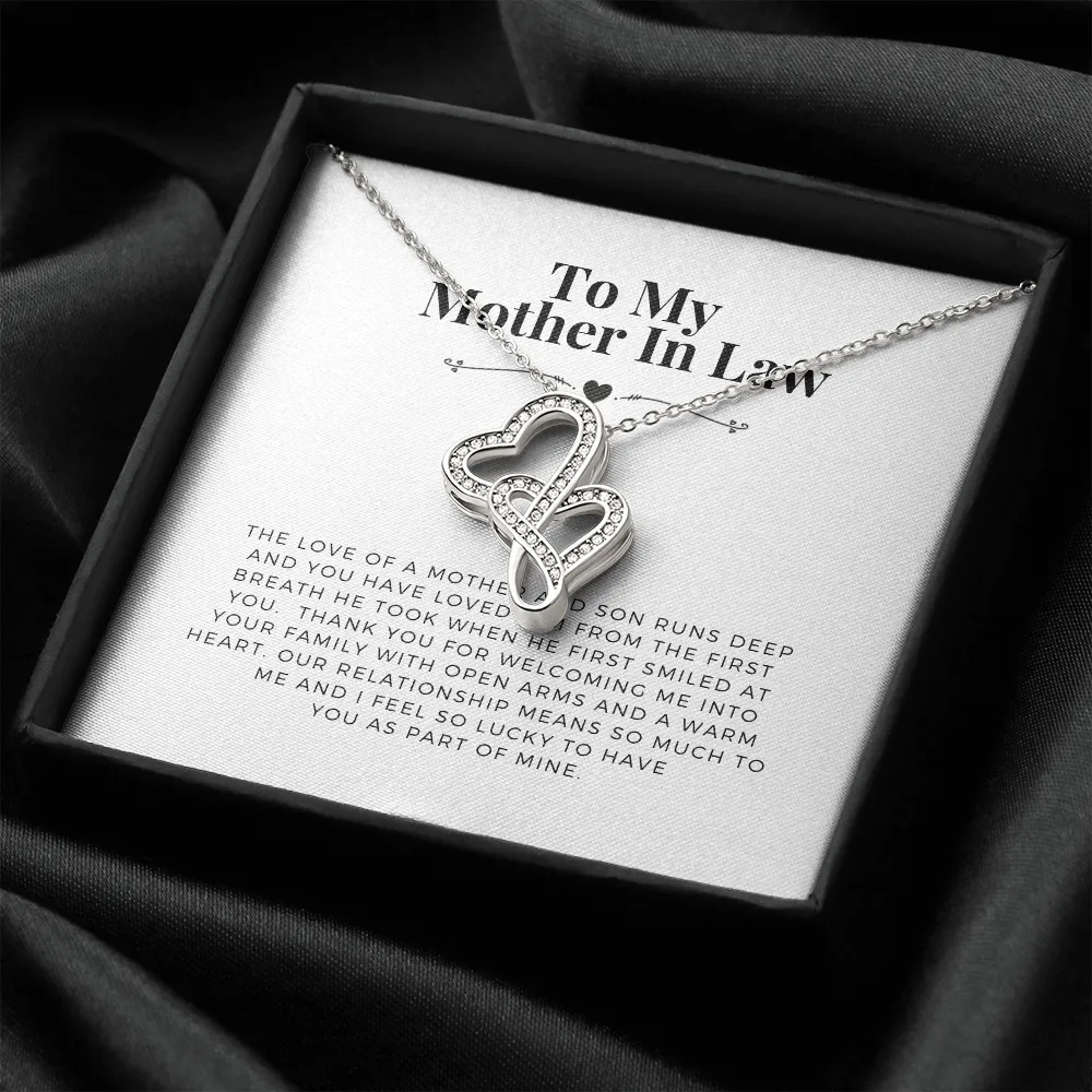 Thank you for welcoming me-Double Hearts Necklace for Mother In Law