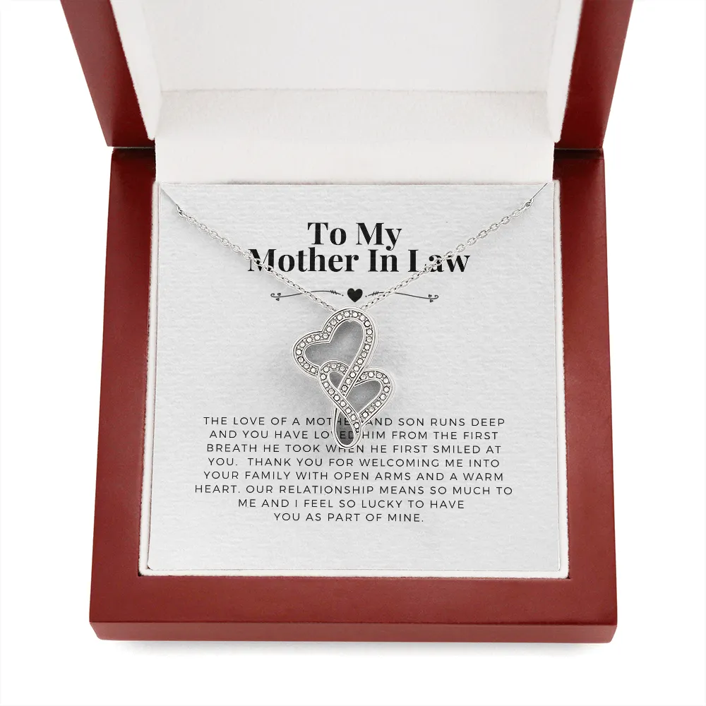 Thank you for welcoming me-Double Hearts Necklace for Mother In Law