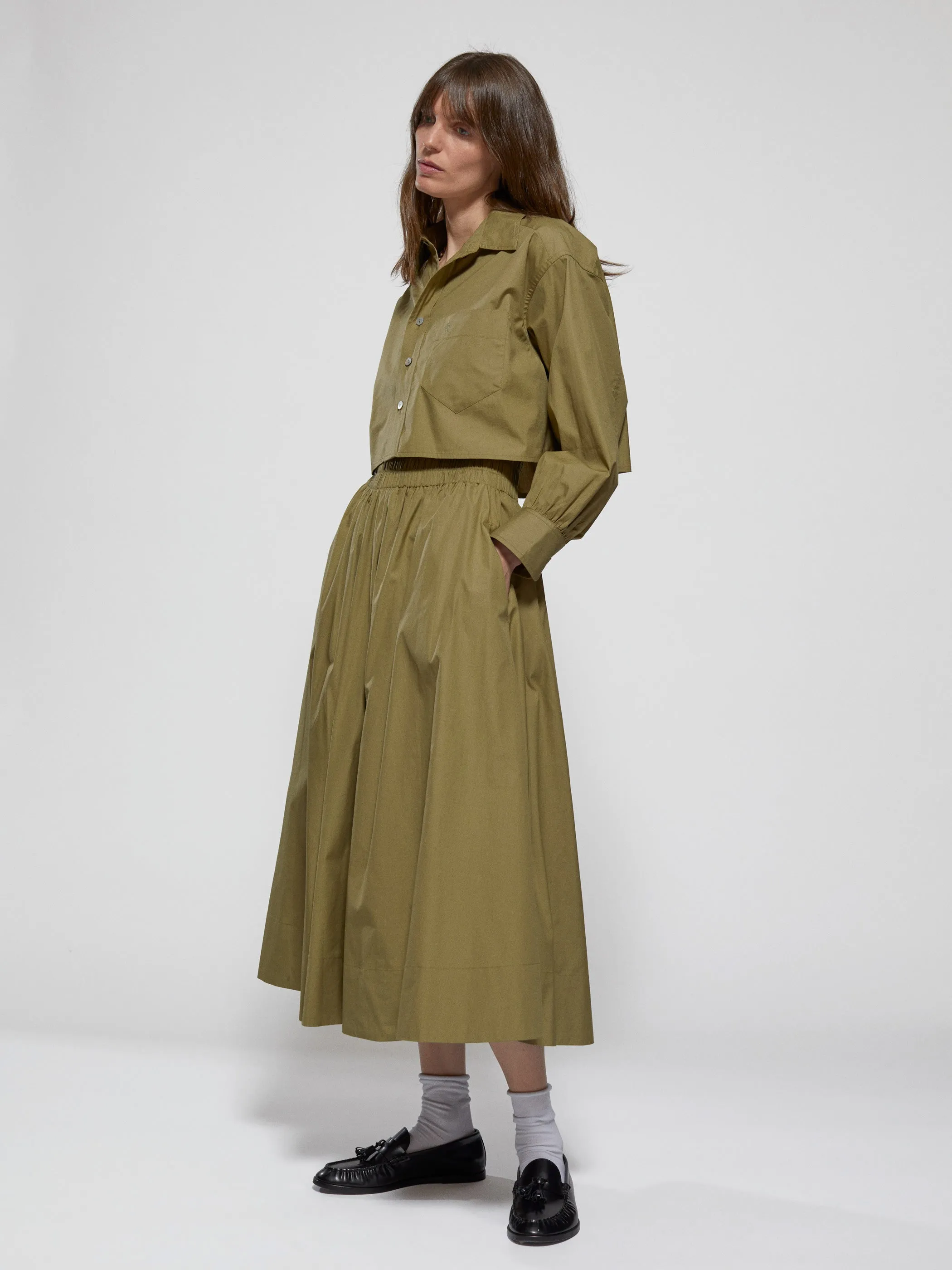The Leuka Cropped Button-Up in Cotton Poplin