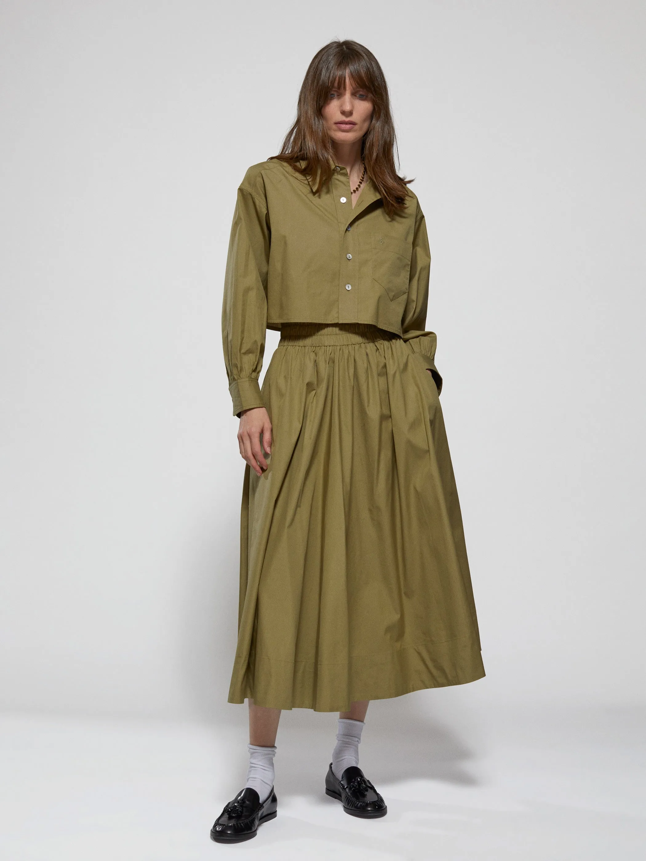 The Leuka Cropped Button-Up in Cotton Poplin