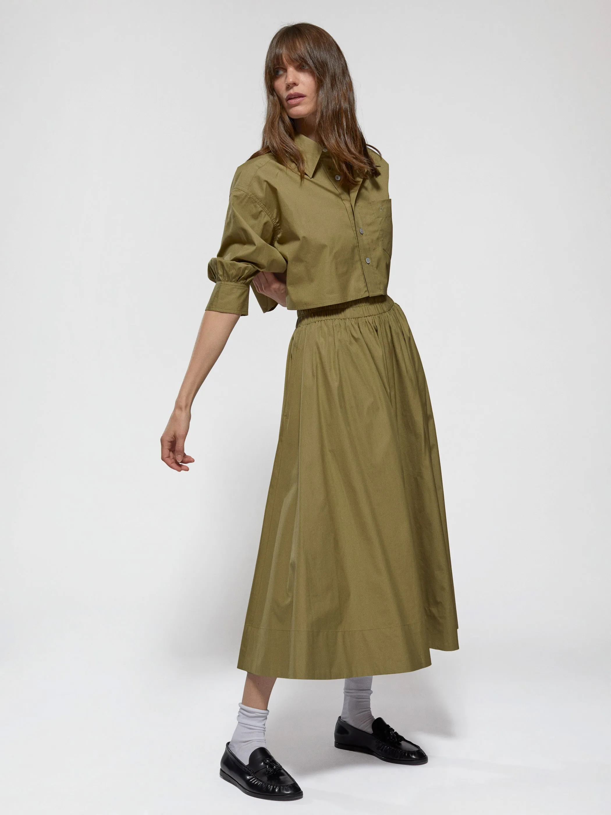 The Leuka Cropped Button-Up in Cotton Poplin