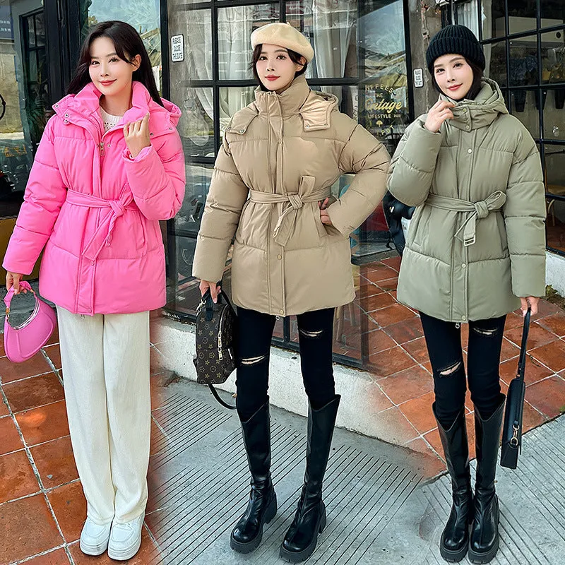 Thickened Quilted Solid Puffer Jacket for Women