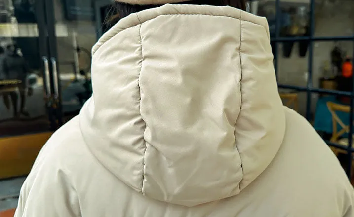 Thickened Quilted Solid Puffer Jacket for Women