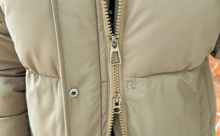 Thickened Quilted Solid Puffer Jacket for Women