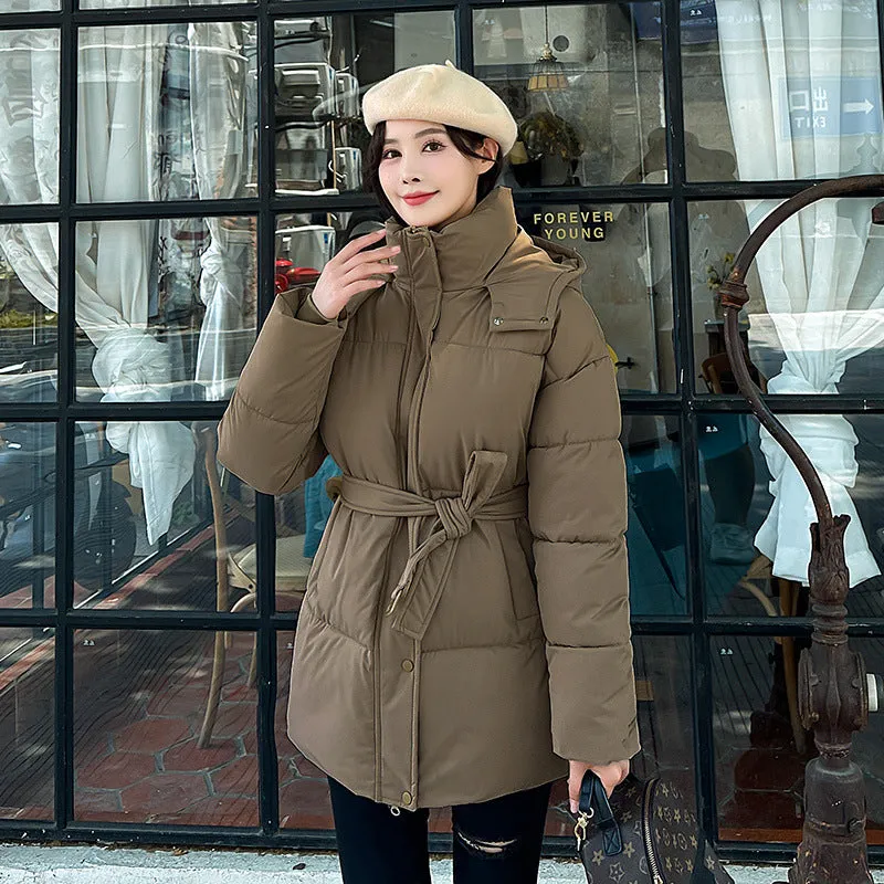 Thickened Quilted Solid Puffer Jacket for Women