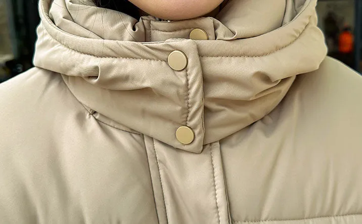 Thickened Quilted Solid Puffer Jacket for Women