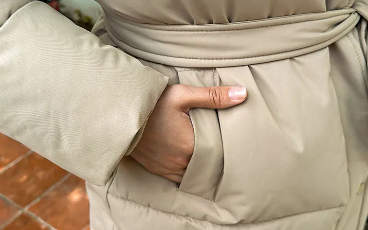 Thickened Quilted Solid Puffer Jacket for Women
