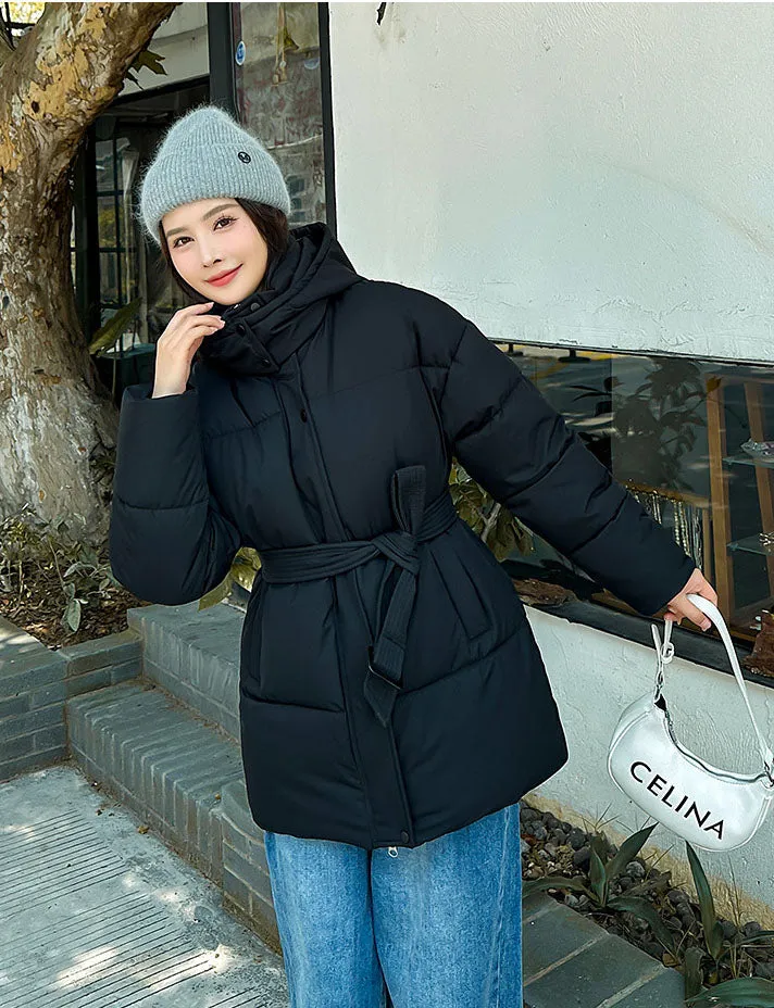 Thickened Quilted Solid Puffer Jacket for Women