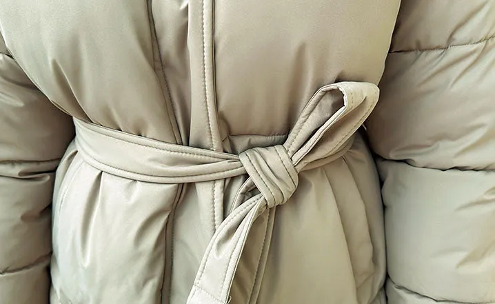Thickened Quilted Solid Puffer Jacket for Women