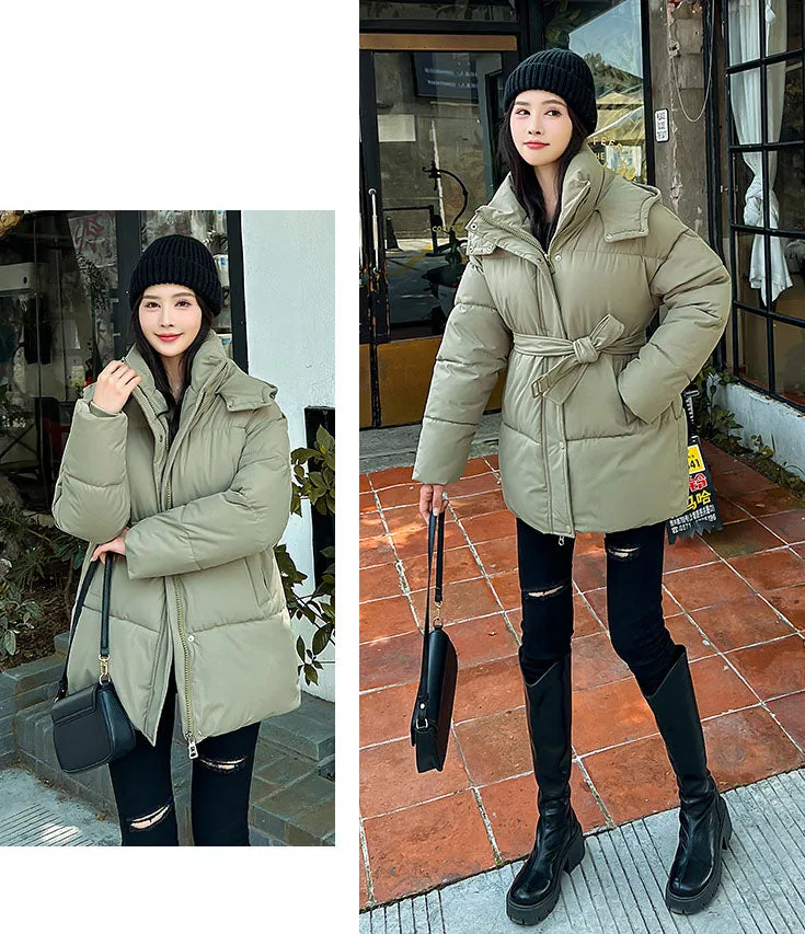 Thickened Quilted Solid Puffer Jacket for Women