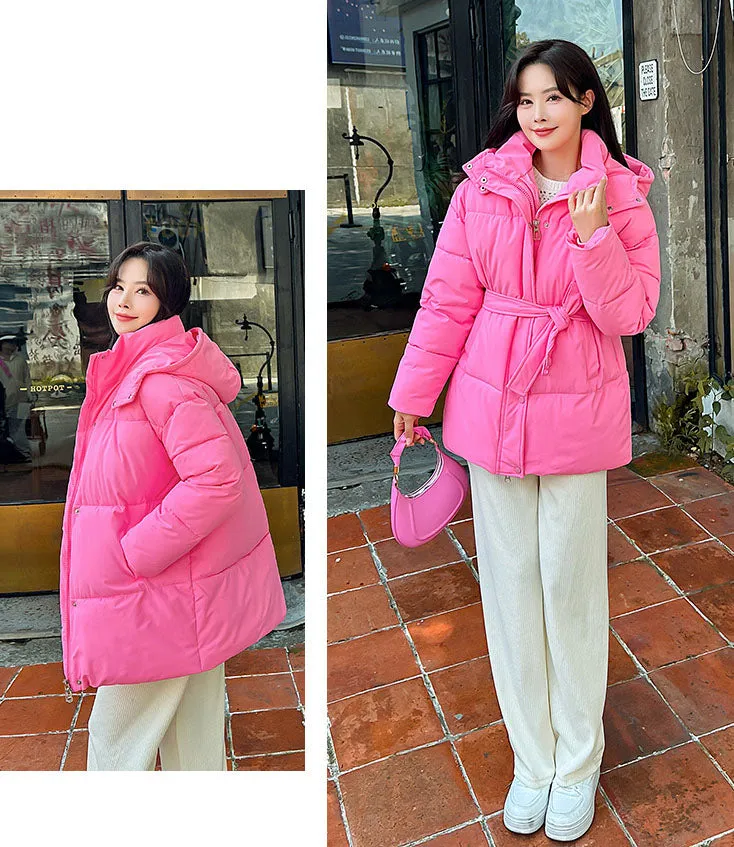 Thickened Quilted Solid Puffer Jacket for Women