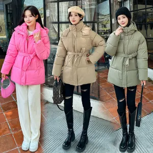 Thickened Quilted Solid Puffer Jacket for Women
