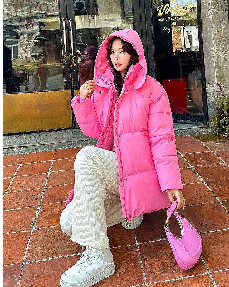 Thickened Quilted Solid Puffer Jacket for Women
