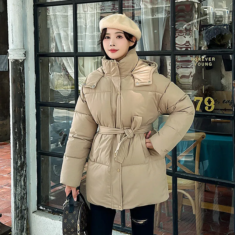 Thickened Quilted Solid Puffer Jacket for Women