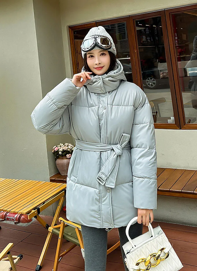 Thickened Quilted Solid Puffer Jacket for Women