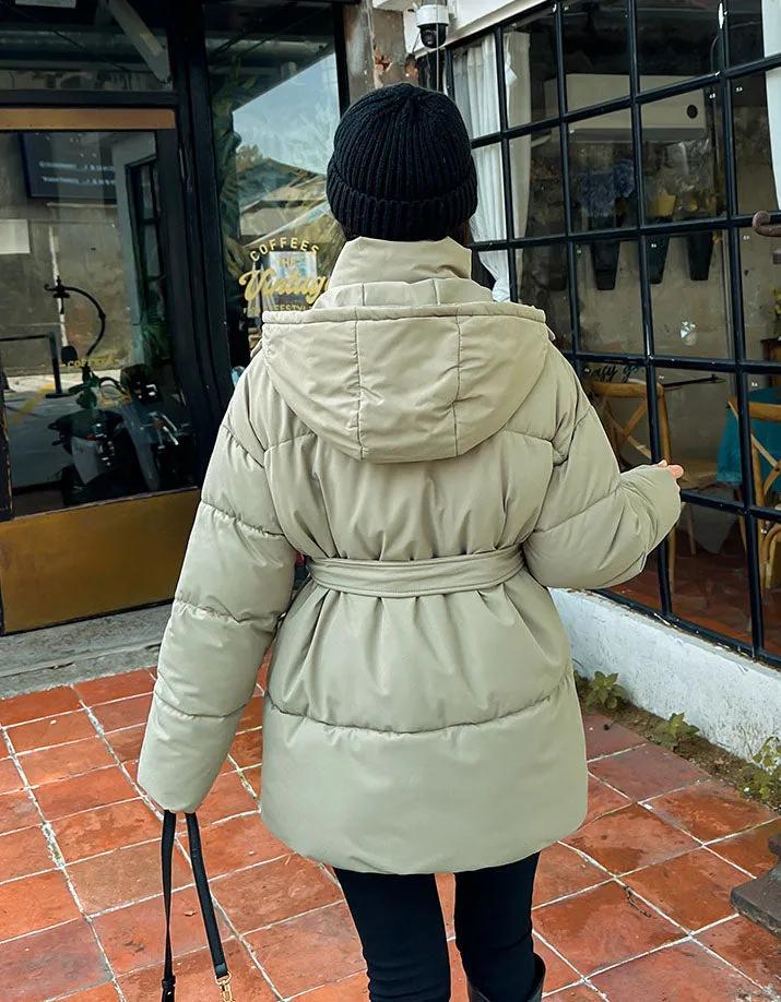 Thickened Quilted Solid Puffer Jacket for Women