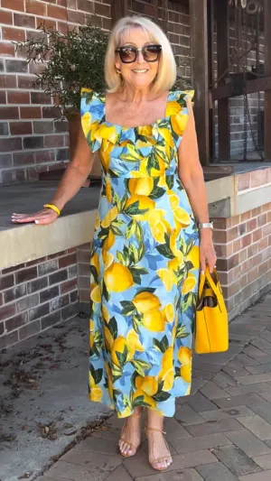 🌸Up to 40% OFF🍋Plus Size Lemon Print Tunic Dress