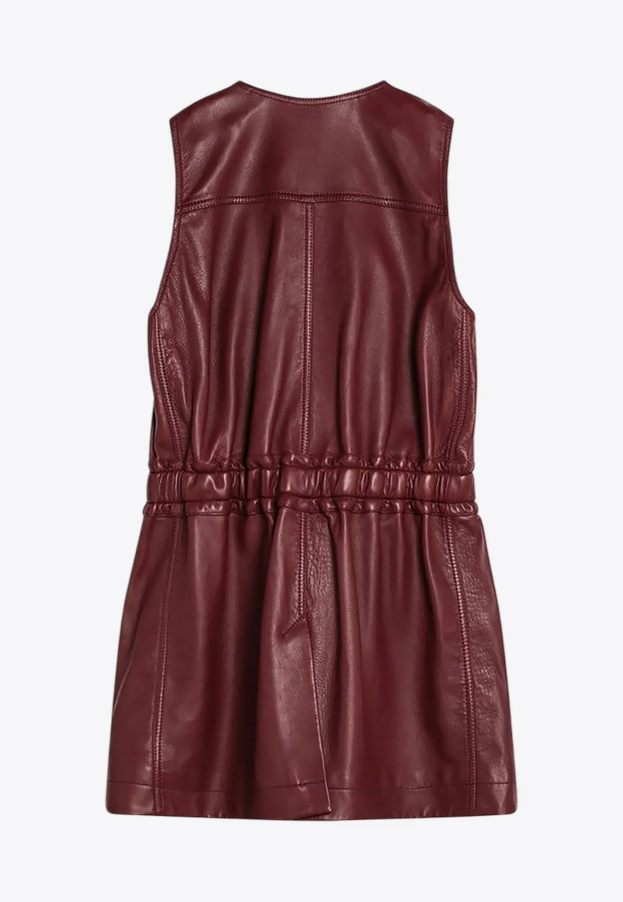 Utilitarian Belted Leather Vest