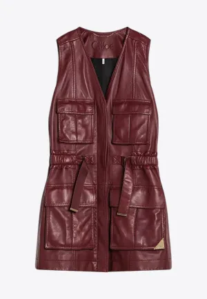 Utilitarian Belted Leather Vest
