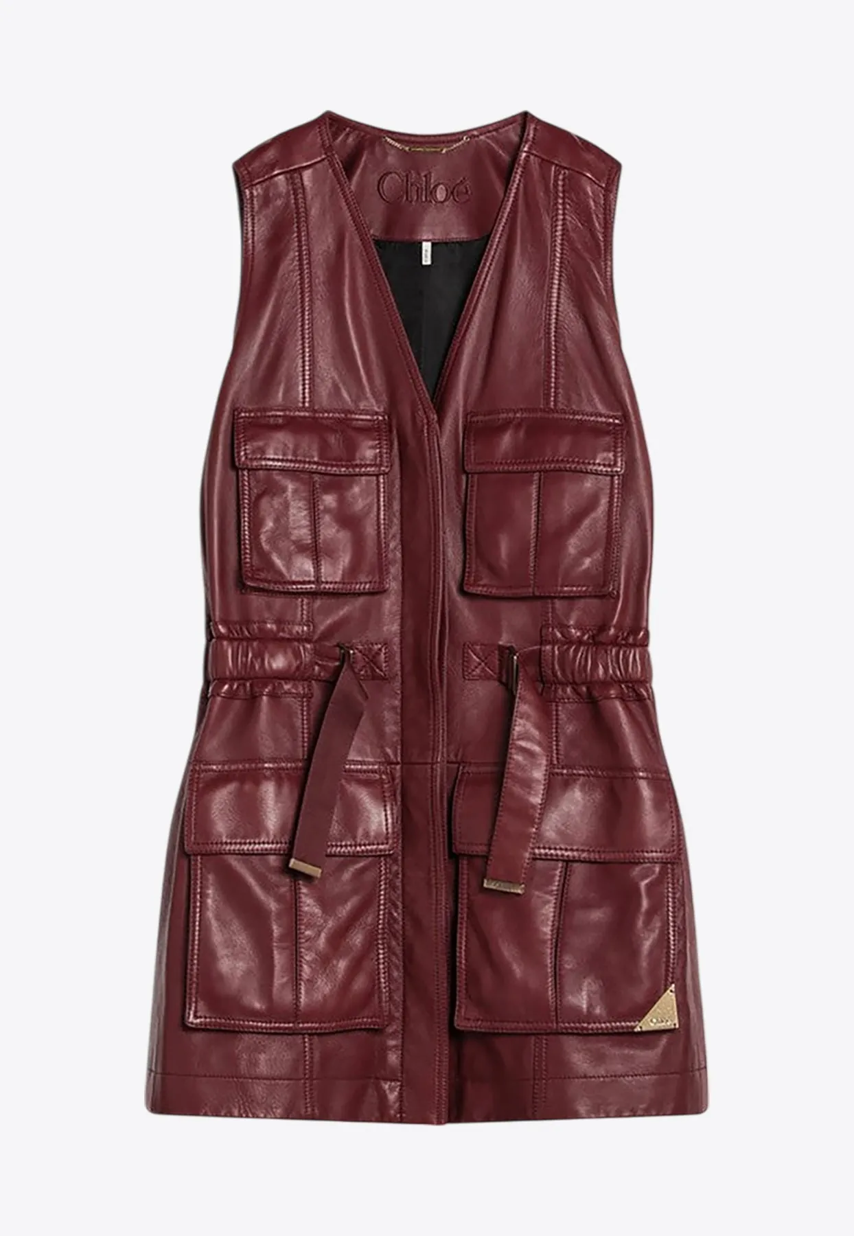 Utilitarian Belted Leather Vest