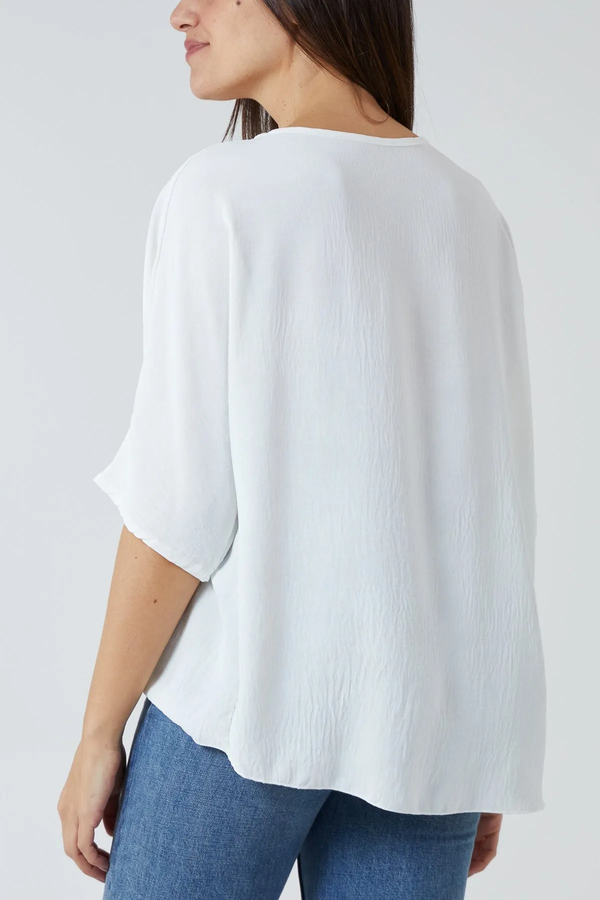 V-Neck Centre Front Tie Hem Blouse