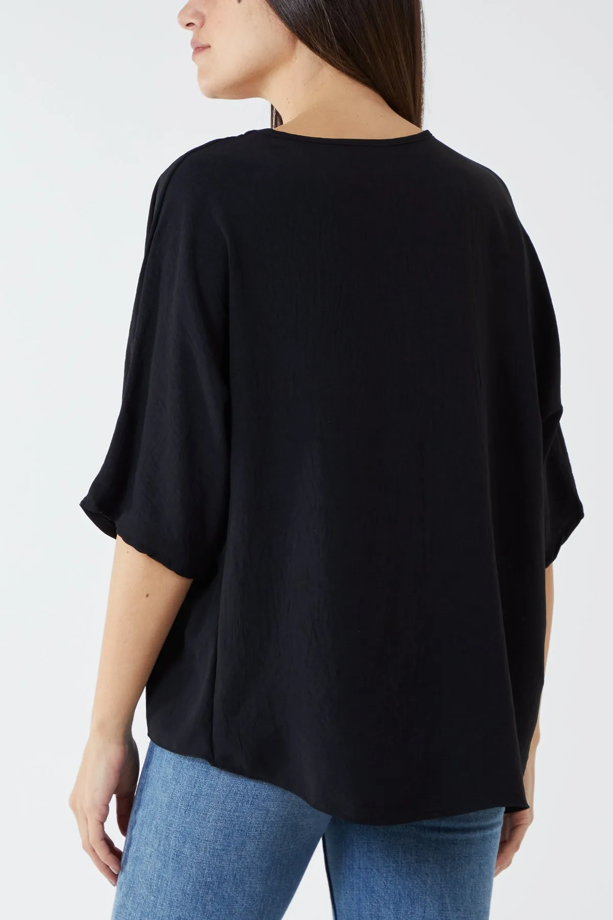 V-Neck Centre Front Tie Hem Blouse