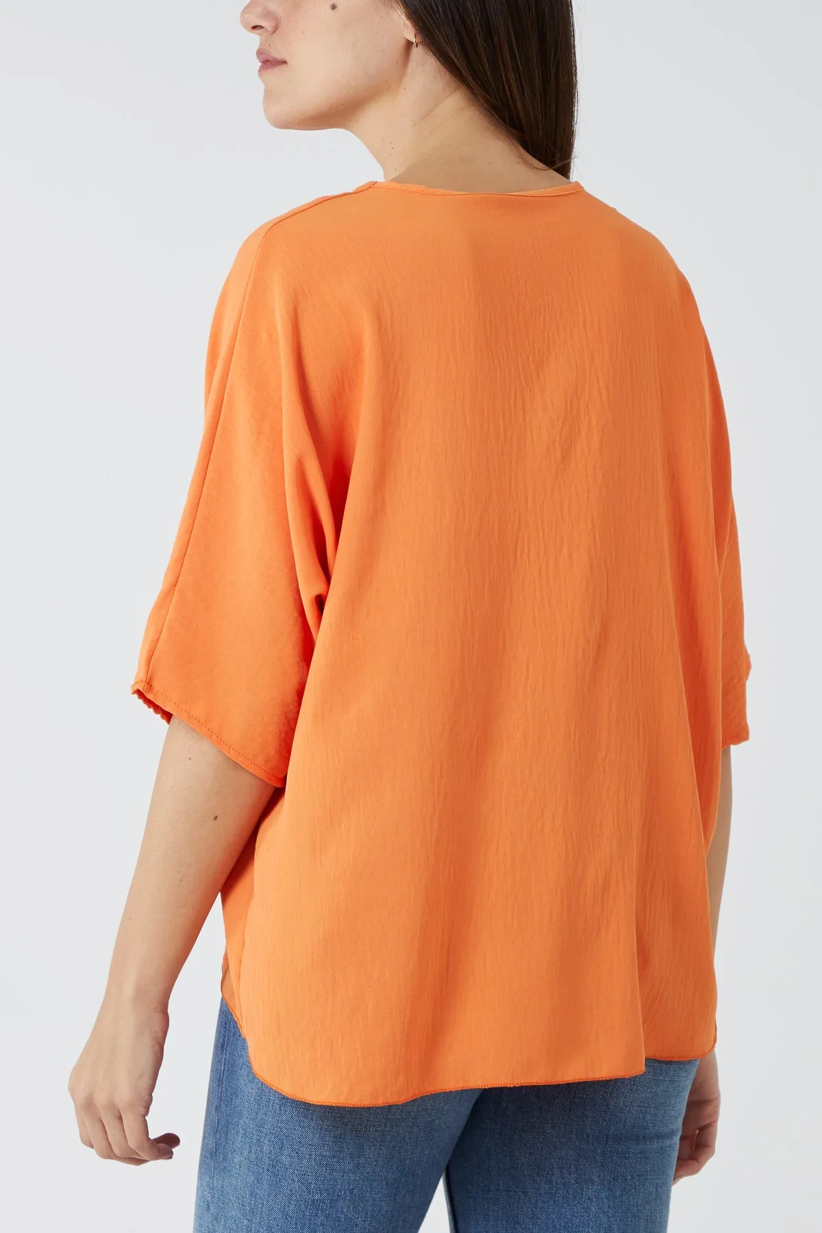 V-Neck Centre Front Tie Hem Blouse