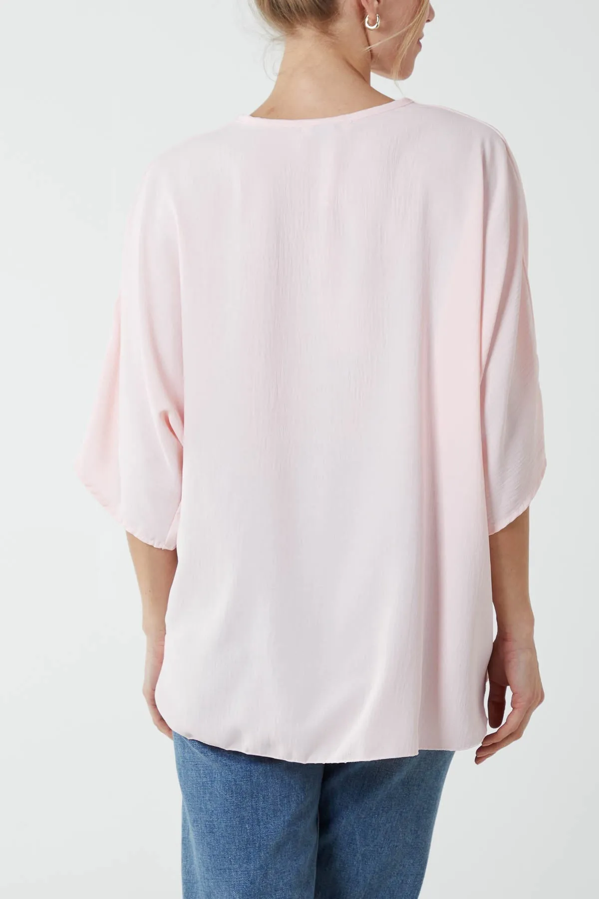 V-Neck Centre Front Tie Hem Blouse