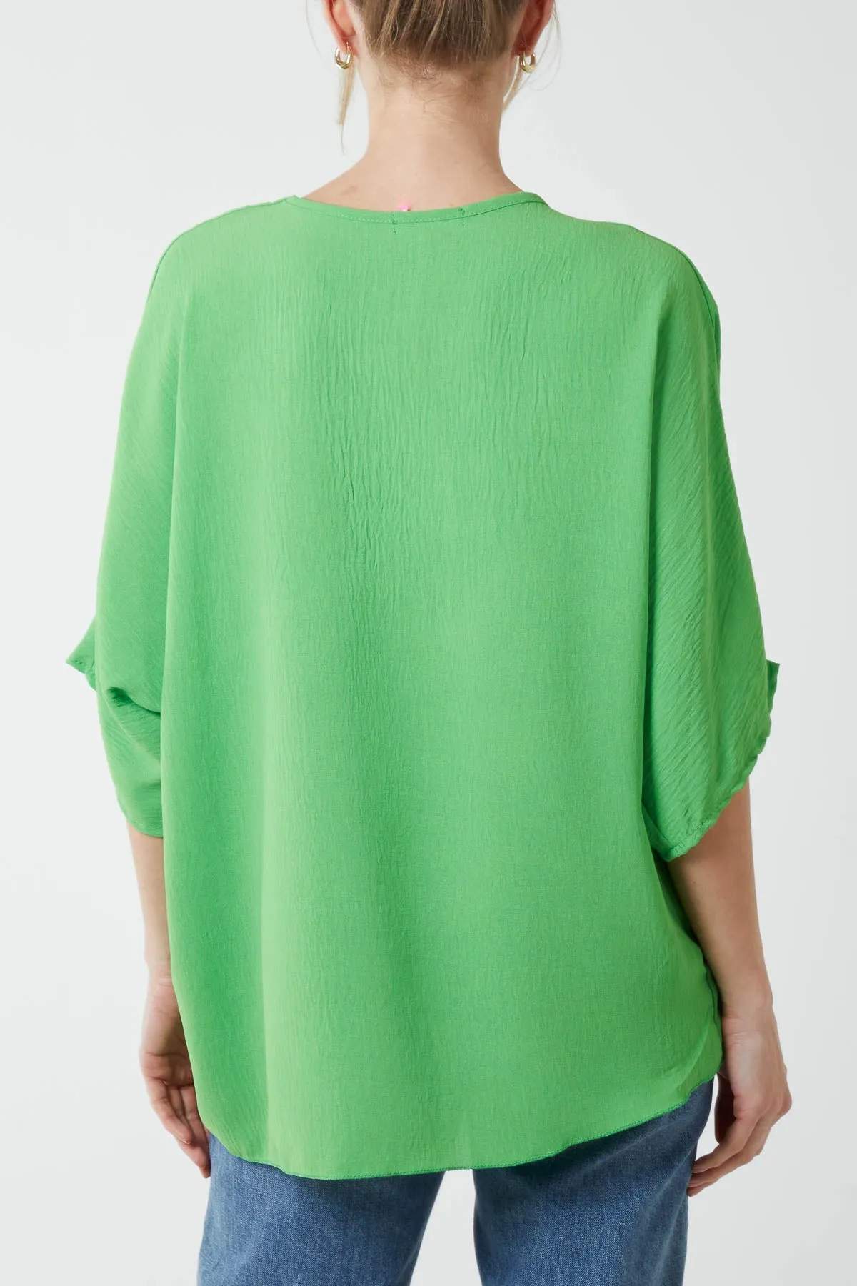 V-Neck Centre Front Tie Hem Blouse