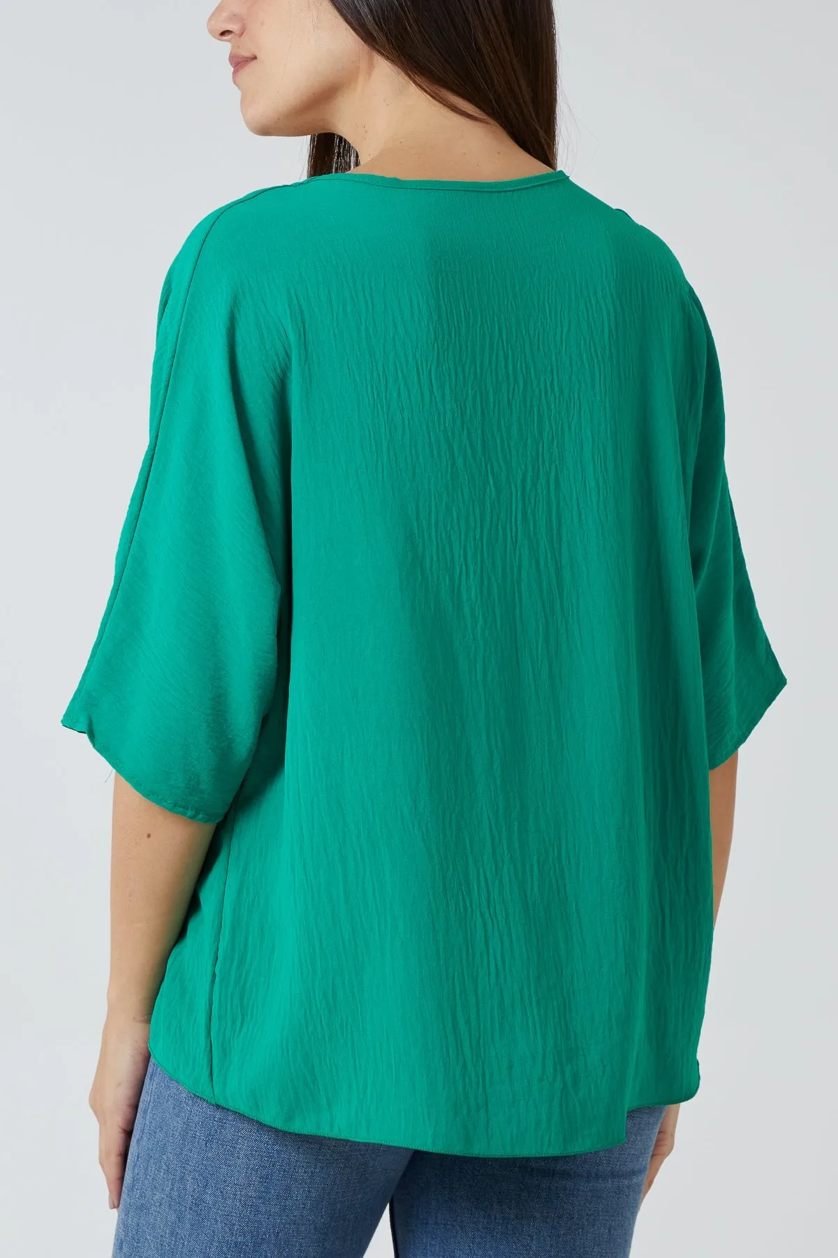 V-Neck Centre Front Tie Hem Blouse