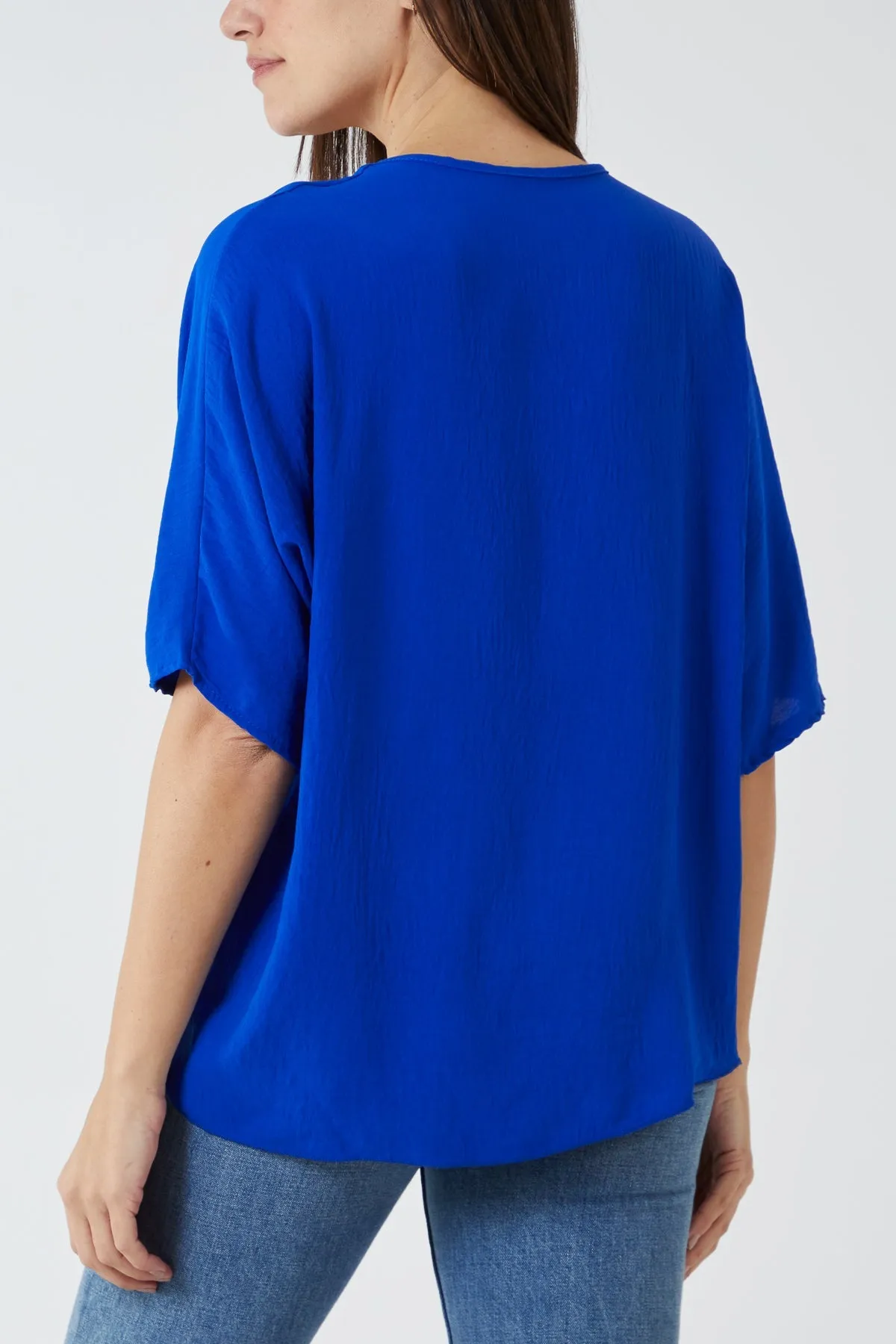 V-Neck Centre Front Tie Hem Blouse