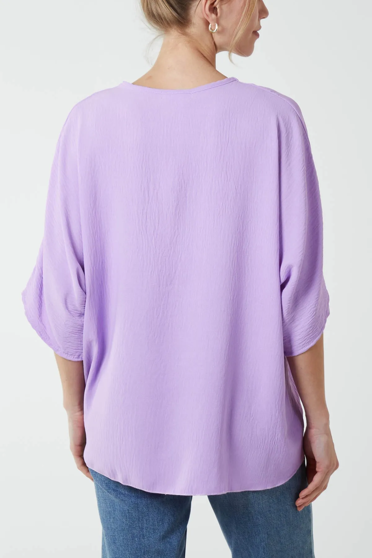 V-Neck Centre Front Tie Hem Blouse