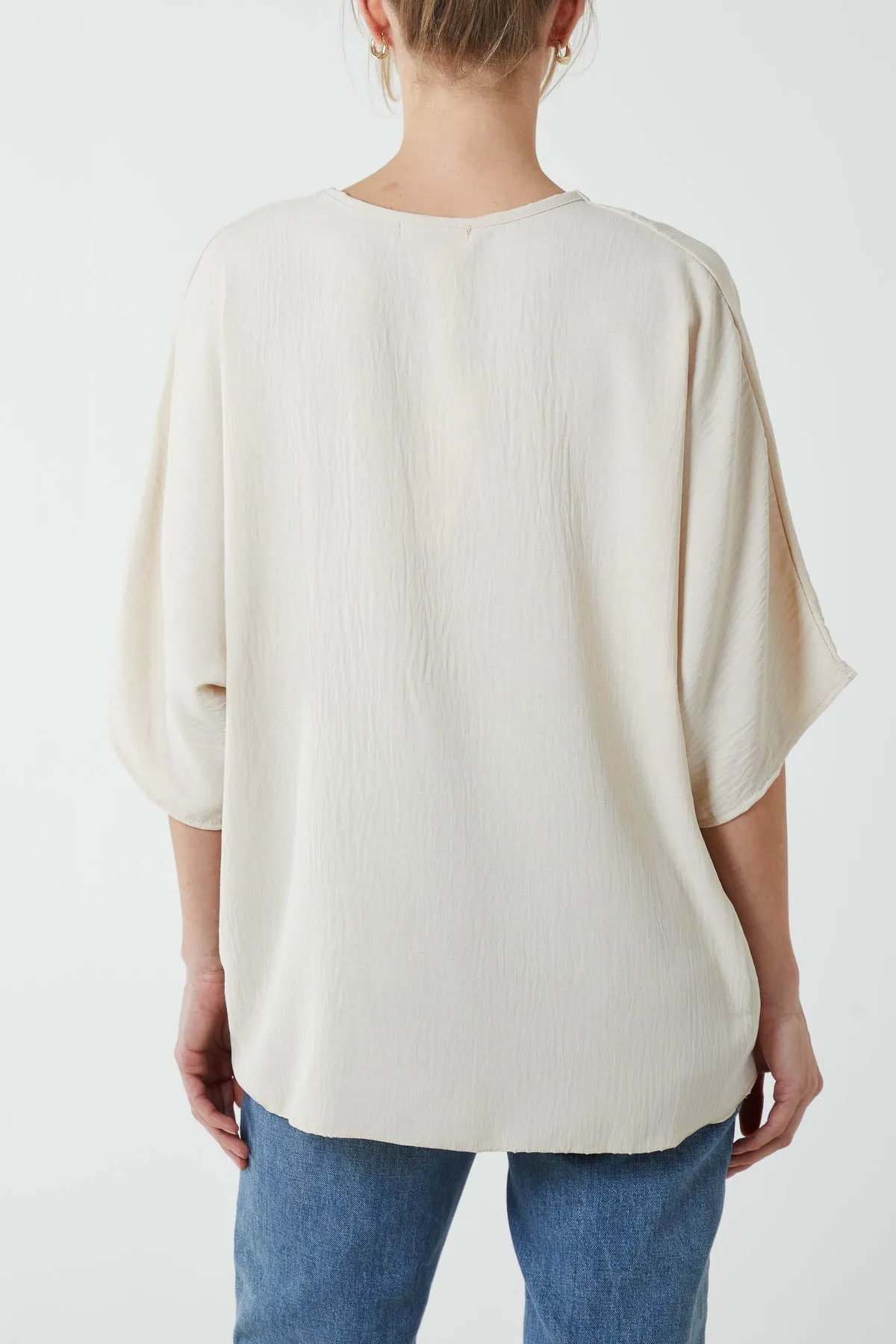 V-Neck Centre Front Tie Hem Blouse