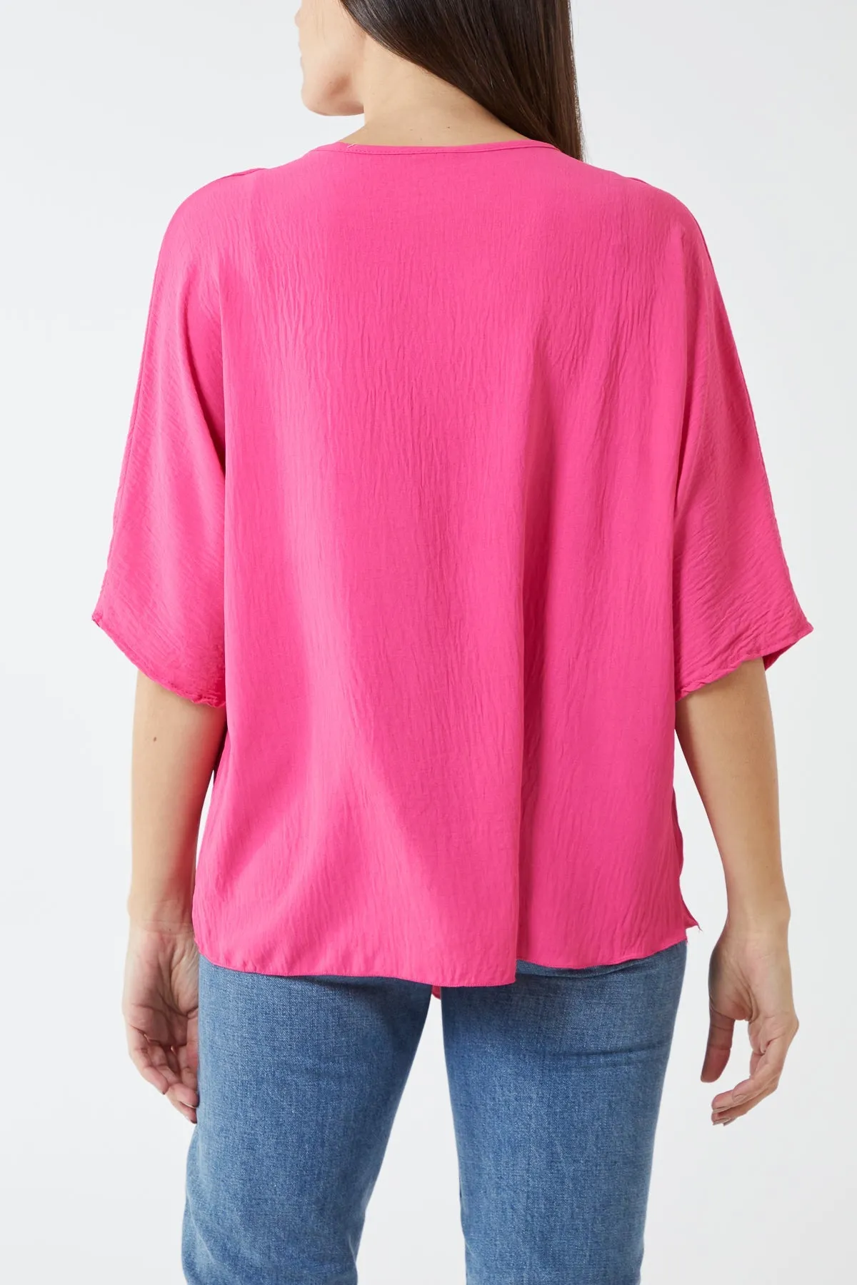 V-Neck Centre Front Tie Hem Blouse