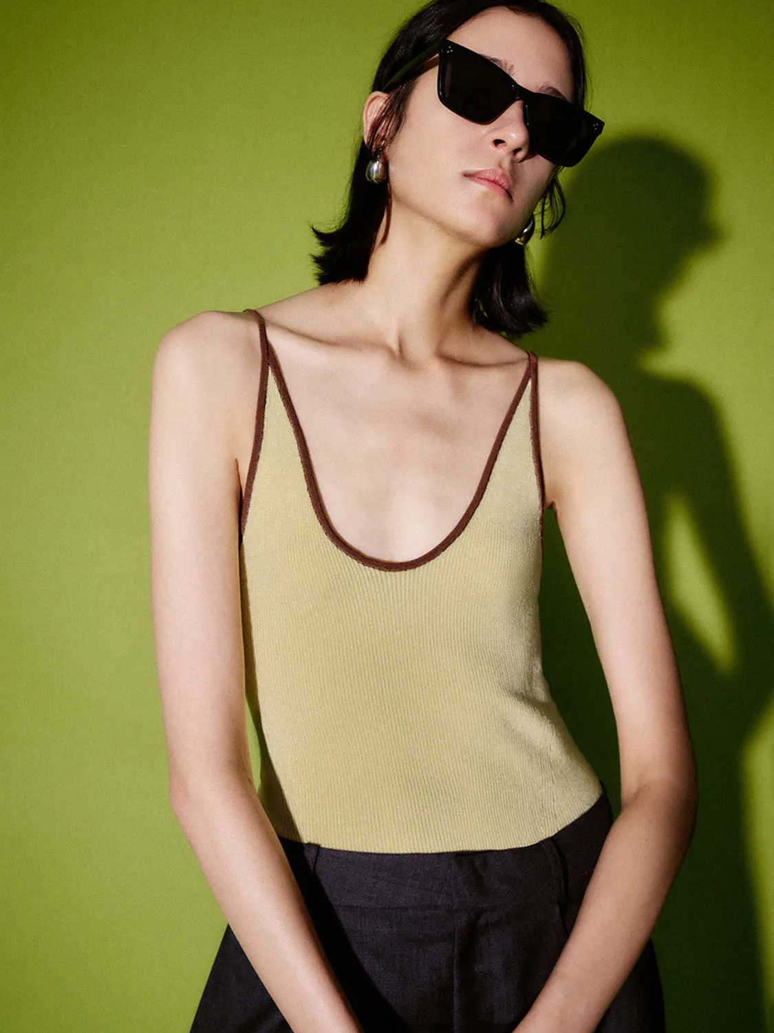 V-Neck Knitted Cami Tops