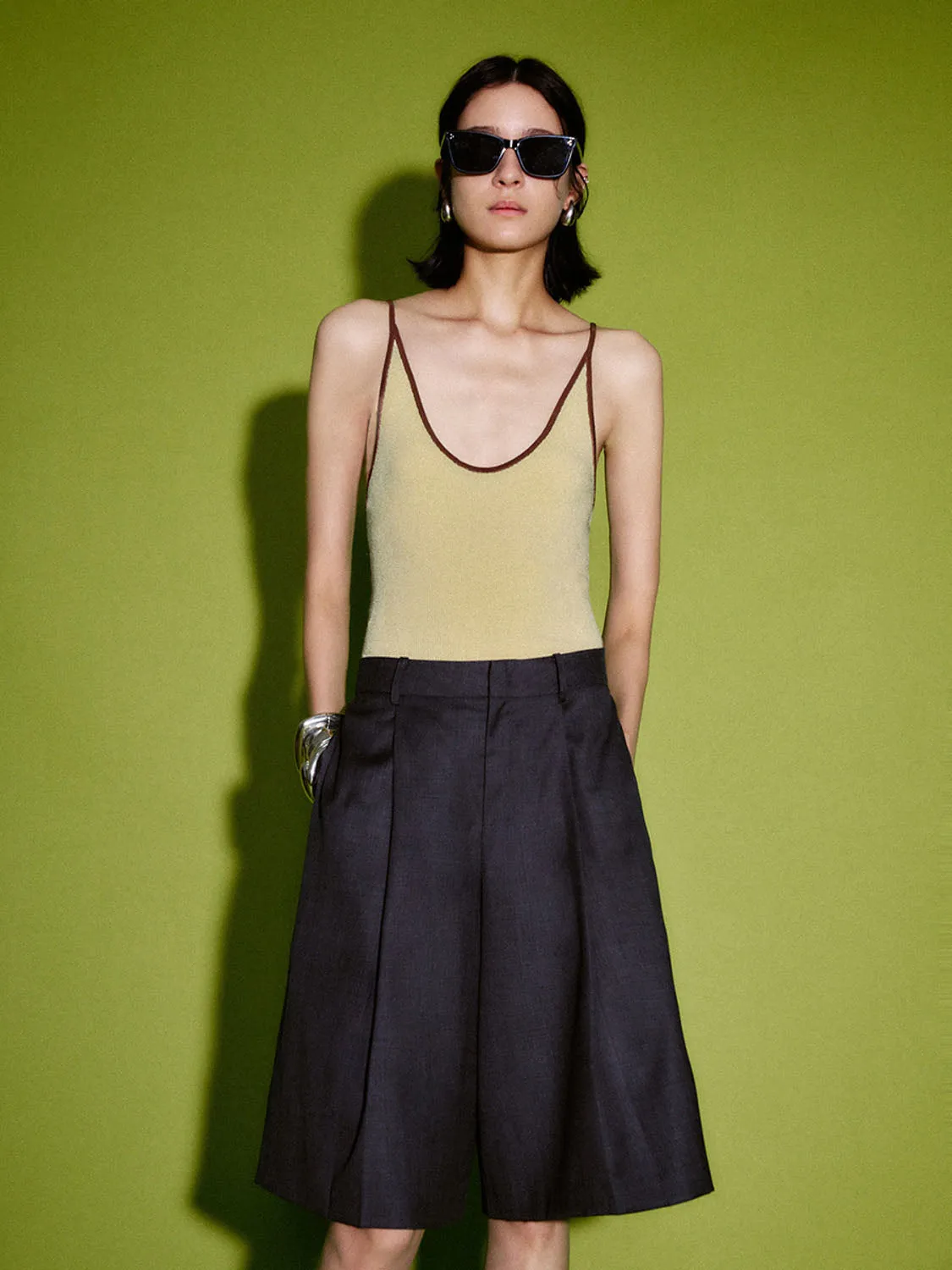 V-Neck Knitted Cami Tops