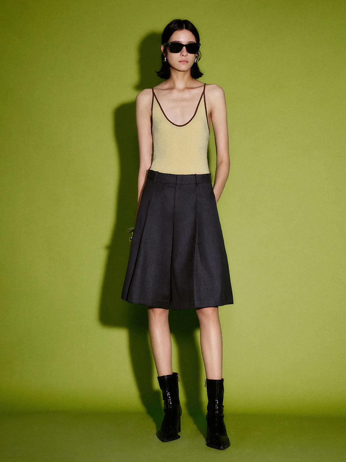 V-Neck Knitted Cami Tops