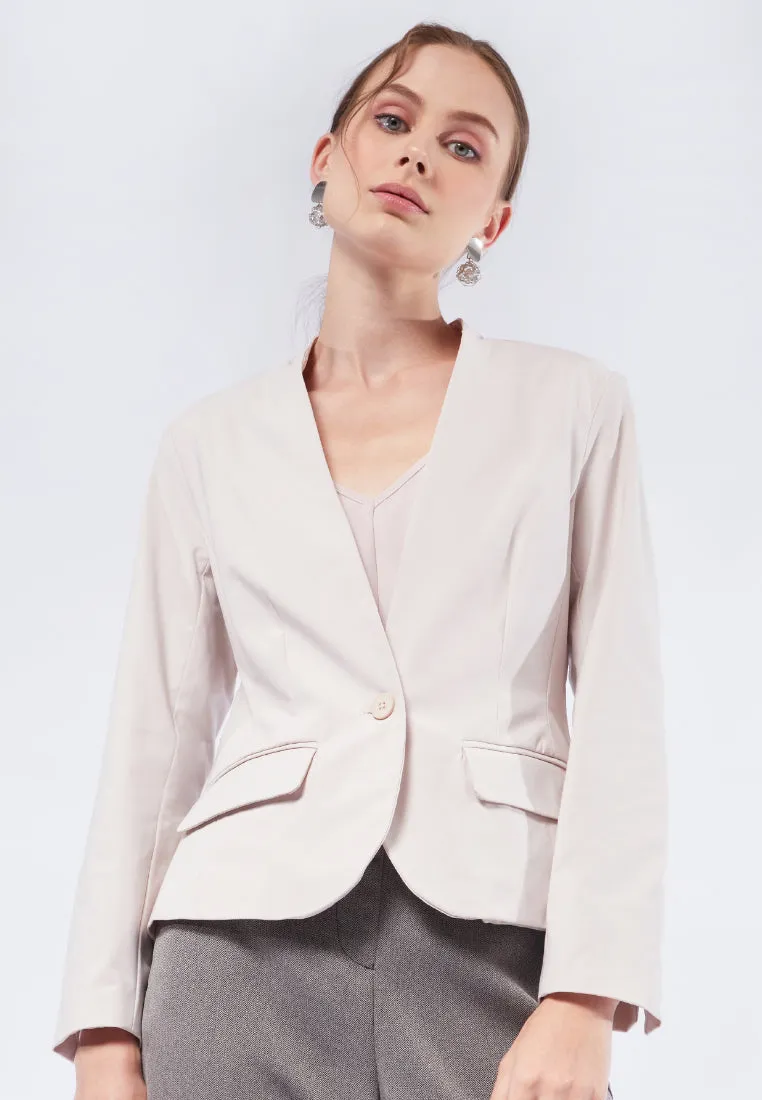 V-Neck Long Sleeve Blazer